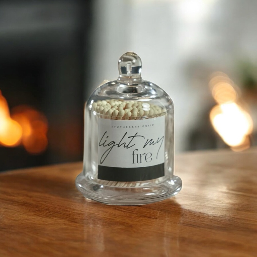 Perfect for 🍂 FALL! Glass Cloche match holder with Matches White! Fall decor